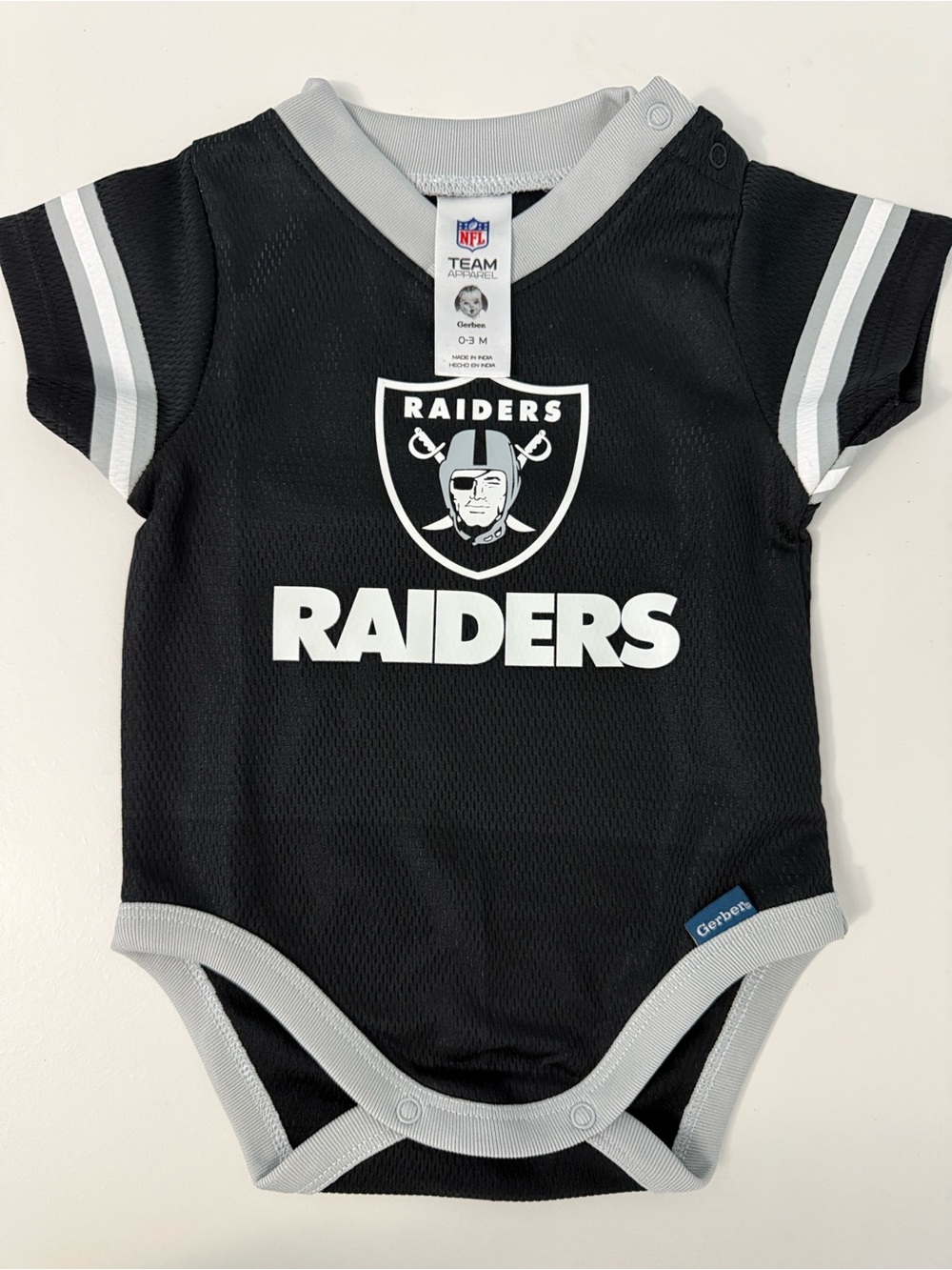 Black and Gray Raiders Baby One-Piece Bodysuit